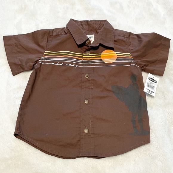🆕Old Navy Poplin Short Sleeve Shirt 18-24 Months - Picture 5 of 7